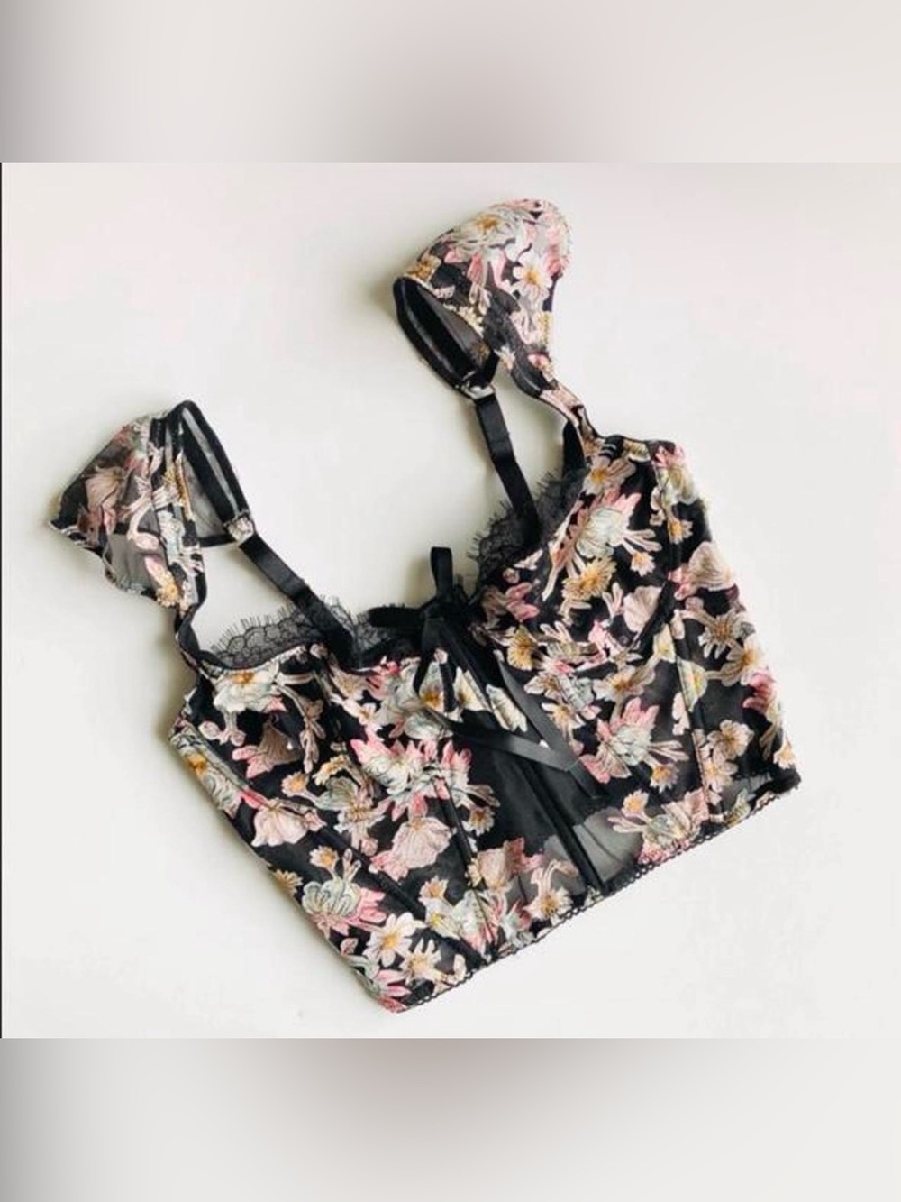 Victoria’s Secret Dream Angels Floral Embroidered Corset Bustier 34DD